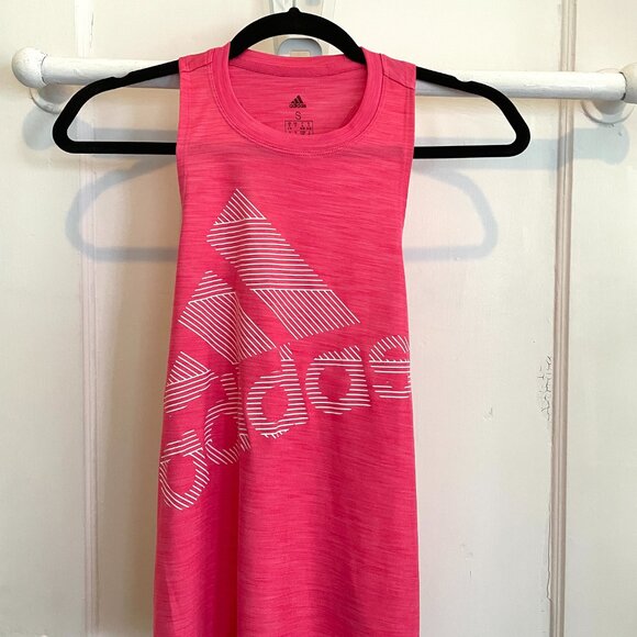 Women's Adidas Badge of Sport Racerback Logo Tank | Real Pink| Size Small - Picture 2 of 3